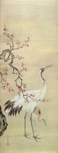 Grue et fleurs, c.1850-80 - Japanese School